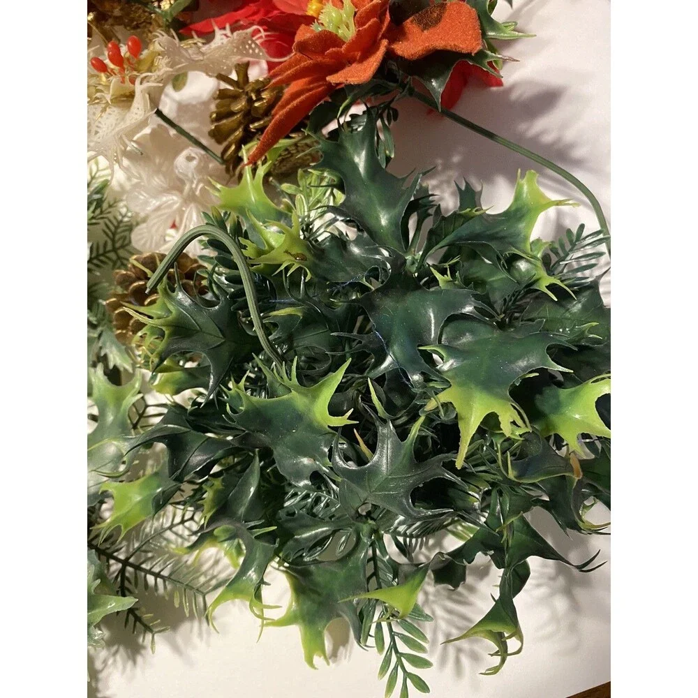 Vintage Christmas Lot Candle Wreath Ring Holly Berries Evergreen Crafting Decor